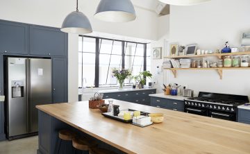 Kitchen island in a large family kitchen